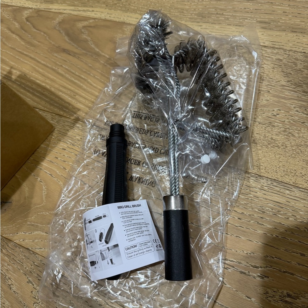 Stainless Steel BBQ Grill Brush with Black Handle